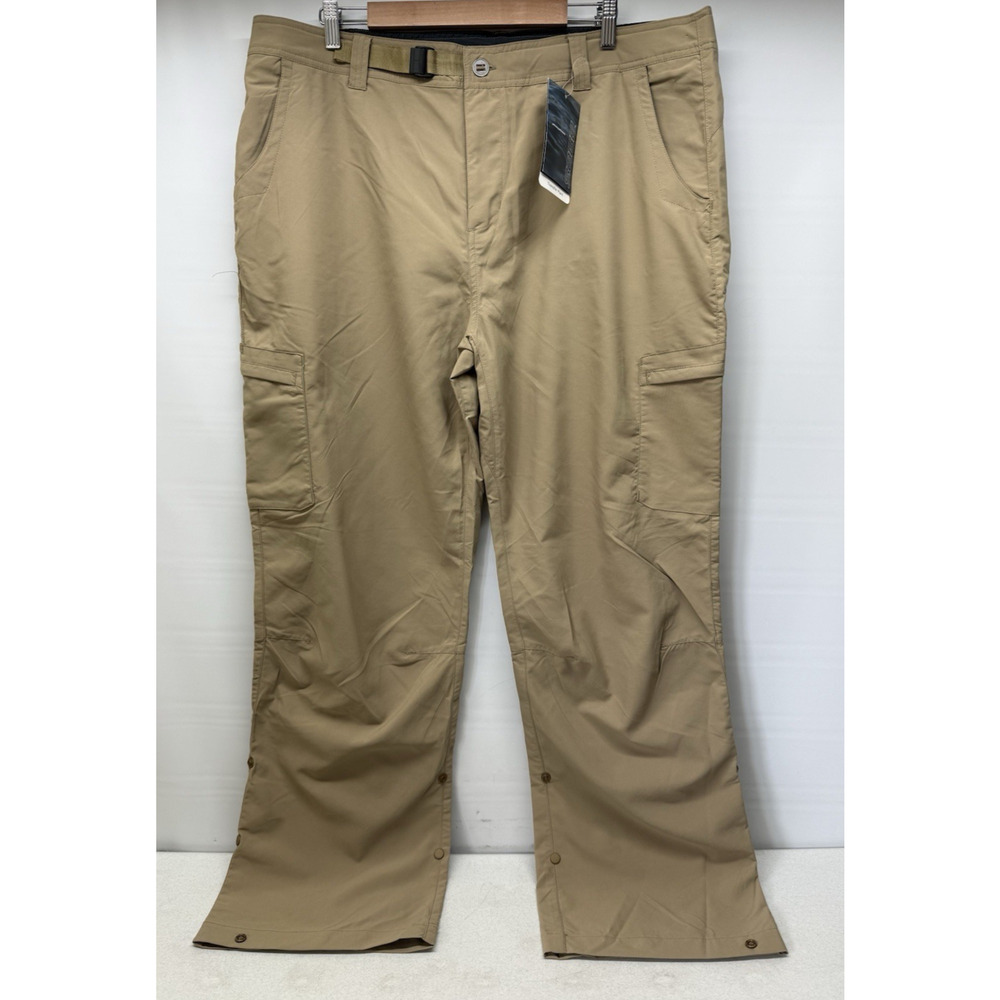 SAGE Fly Fishing Pants Performance Transfer UPF30+ Mens XXL Khaki Roll Snap Cuff